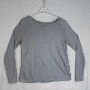 Banana Republic Linen Foil Sparkle Metallic Long Sleeve Top‎ Womens Size S Gray